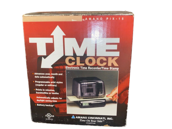 AMANO PIX-15 TIME CLOCK WITH TIME CARDS BUSINESS,EMPLOYEES